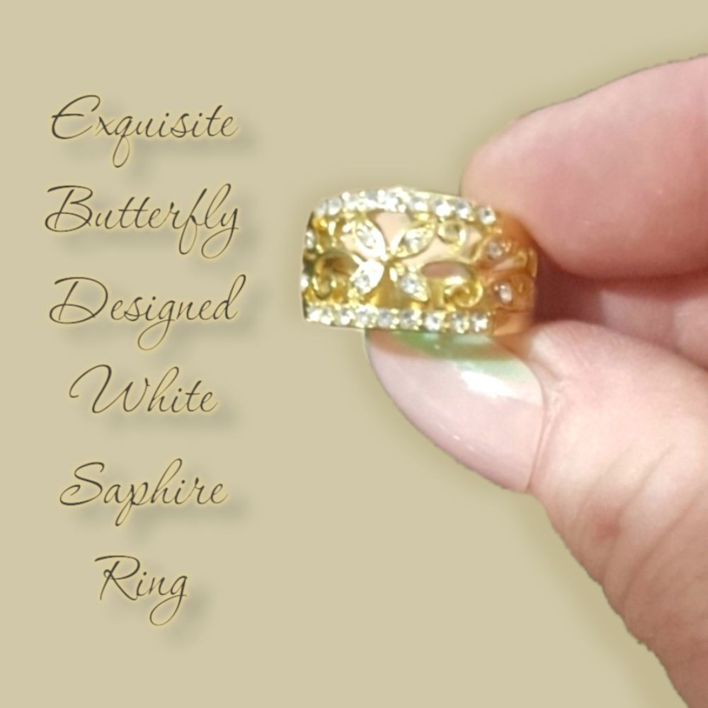 18 KTGP Exquisite butterfly design cut out ring